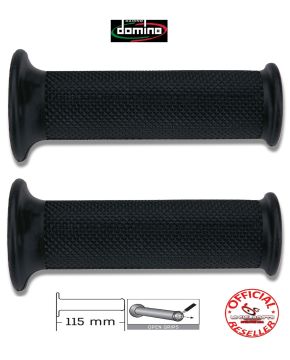 coppia manopole moto scooter nere domino 115 mm