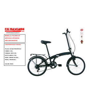 bici 20 pieghevole folding in acciaio carbike nero cambio a 6 velocità