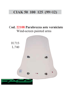 Parabrezza aste verniciate incluse per malaguti ciak 50 125 150 Faco