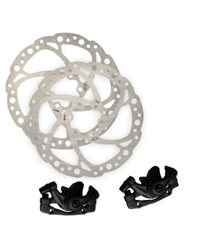 Kit freno coppia freni dischi da 160mm e pinze anteriore e posteriore per bici MTB