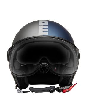 Casco jet Momo Design Fighter Evo Joker blu opaco - grigio chiaro
